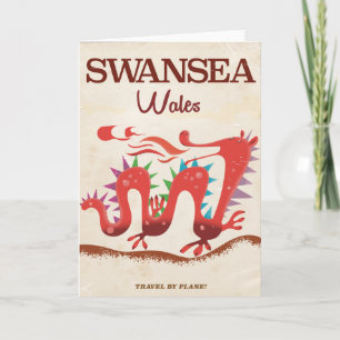 Tarjeta Festiva Poster Dragón de Swansea Wales