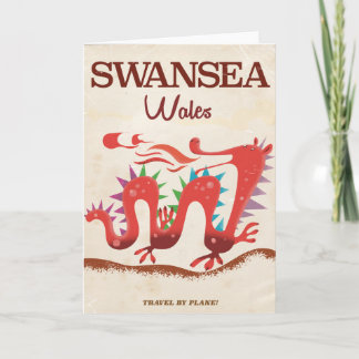 Tarjeta Festiva Poster Dragón de Swansea Wales