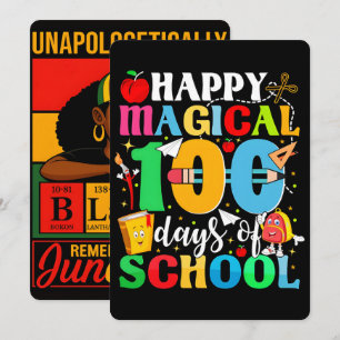 Tarjeta Festiva Póster mágico de 100 días felices para la escuela 