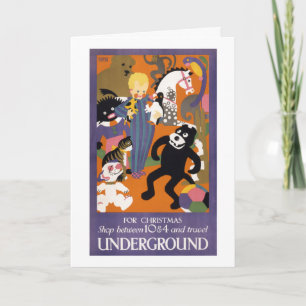 Tarjeta Festiva Poster subterráneo del transporte del vintage de
