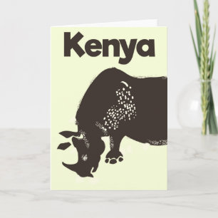 Tarjeta Festiva Póster vintage del rinoceronte africano de Kenia