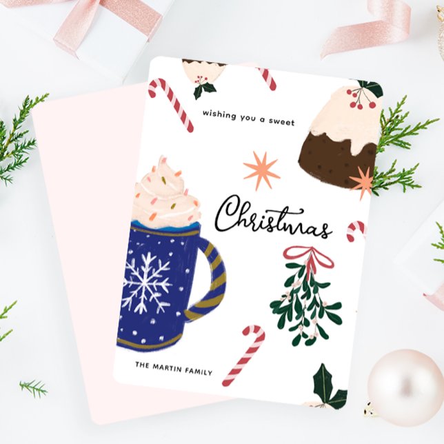 Tarjeta Festiva Postres dulces Navidades de comida navideña ilustr (Subido por el creador)