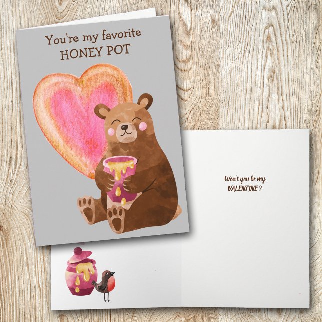 Tarjeta Festiva Pota de miel favorita y oso San Valentín (Subido por el creador)