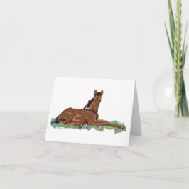 Tarjeta Festiva Potro y mariposa del caballo del huevo de Pascua