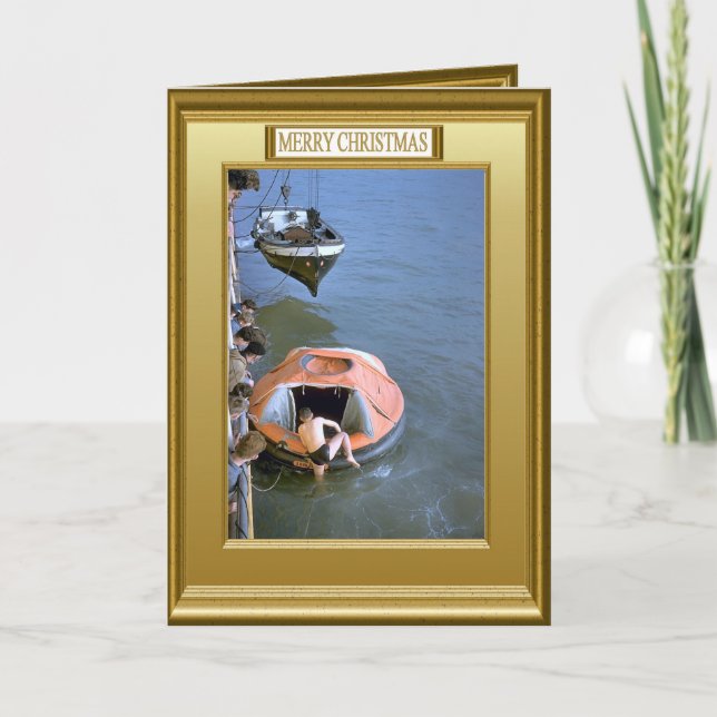 Tarjeta Festiva Práctica de los barcos de recreo desde la cubierta (Anverso)