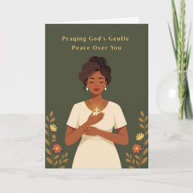 Tarjeta Festiva Praying Peace Greeting Card (Anverso)