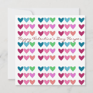 Tarjeta Festiva Precioso rosa y corazones Día de San Valentín colo