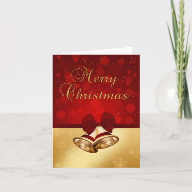 Tarjeta Festiva Preciosos Navidades dorados (Anverso)
