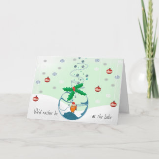Tarjeta Festiva Preferiríamos Estar En El Lago... Navidades Fish