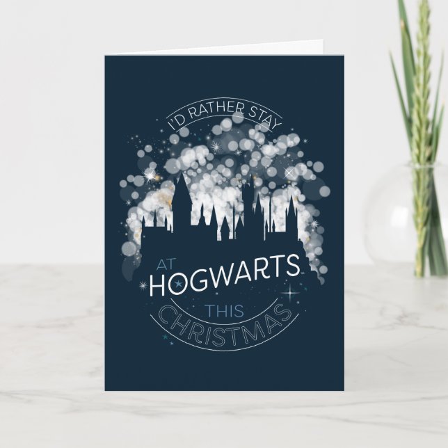 Tarjeta Festiva Prefiero Quedarme En Luces Mágicas de HOGWARTS™ Ar (Anverso)