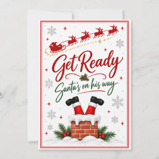 Tarjeta Festiva Prepárate, Santa está en camino Divertido