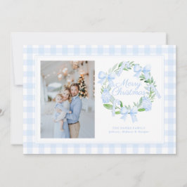 Tarjeta Festiva Preppy Chinoiserie Ginger Jar Bows Wreath