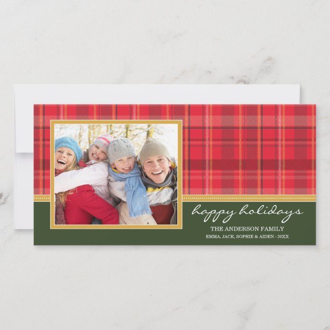 TARJETA FESTIVA PREPPY PLAID HOLIDAY | HOLIDAY PHOTO CARD (Anverso)