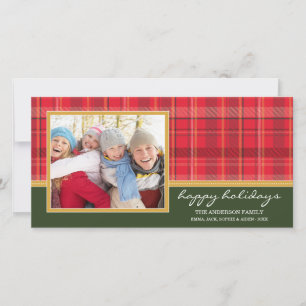 TARJETA FESTIVA PREPPY PLAID HOLIDAY HOLIDAY PHOTO CARD