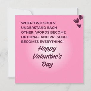 Tarjeta Festiva Presencia con Alma Cita Feliz Día de San Valentín