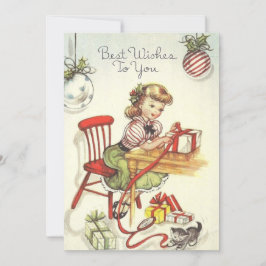 Tarjeta Festiva Presentaciones de envolvimiento de Chicas de Navid