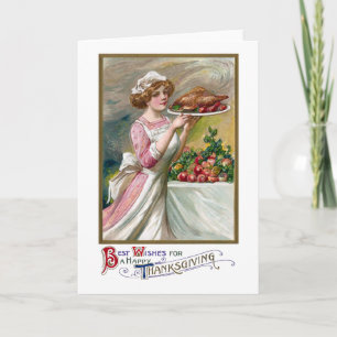 Tarjeta Festiva Presentadora de la acción de gracias del vintage