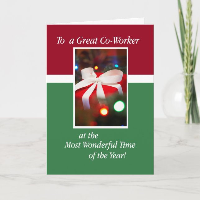 Tarjeta Festiva Presente de vacaciones de co-trabajador (Anverso)