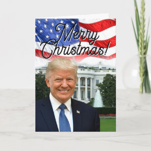 Tarjeta Festiva Presidente Donald Trump Feliz Patriótico de Navida