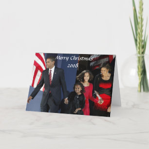 Tarjeta Festiva Presidente Obama First Family Christmas 2008