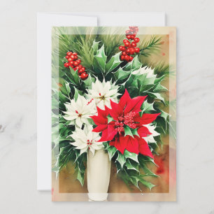 Tarjeta Festiva Presupuesto de bouquet de nochebuena y acebo Navid