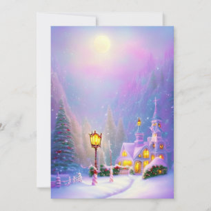 Tarjeta Festiva presupuesto de la iglesia de Snowy Mountain Navida