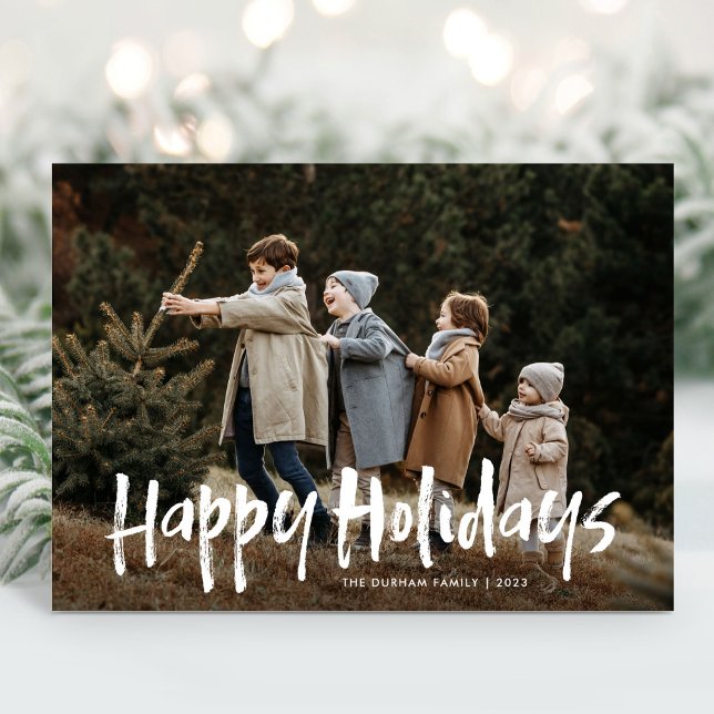 Tarjeta Festiva Presupuesto moderno Lettering Two Photo Happy (Subido por el creador)