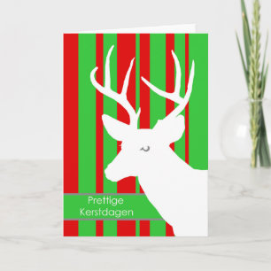 Tarjeta Festiva Prettige Kerstdagen, Navidades en holandés, ciervo