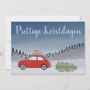 Tarjeta Festiva Prettige Kerstdagen Navidades holandeses Red Fiat