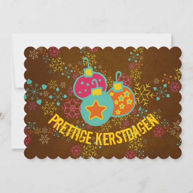 Tarjeta Festiva Prettige Kerstdagen Ornaments Holidays Card (Anverso)
