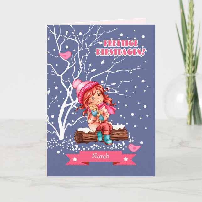 Tarjeta Festiva Prettige Kerstdagen.Tarjeta de Navidades en holand (Anverso)