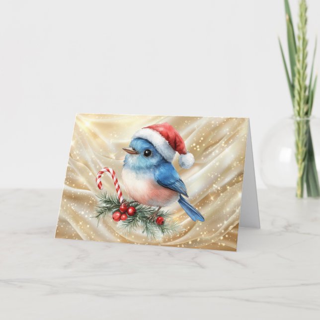 Tarjeta Festiva Pretty Little Bluebird Christmas (Anverso)
