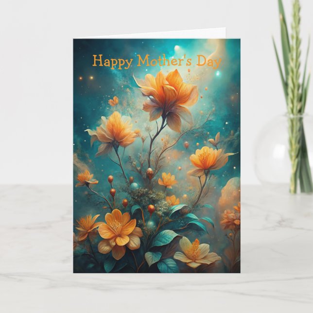 Tarjeta Festiva Pretty Orange Flowers Mother's Day (Anverso)