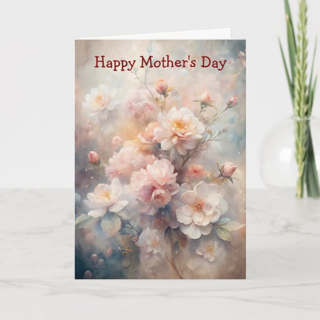 Tarjeta Festiva Pretty Pink and White Flowers  Mother's Day (Anverso)