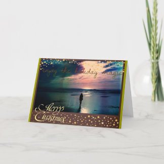 Tarjeta Festiva Pretty Sunset Holiday Greeting Card