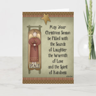 Tarjeta Festiva Prim Angel en una carta de deseos de Navidades de 