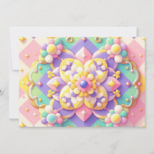 Tarjeta Festiva primavera colorida/Pascua/princesa pastel