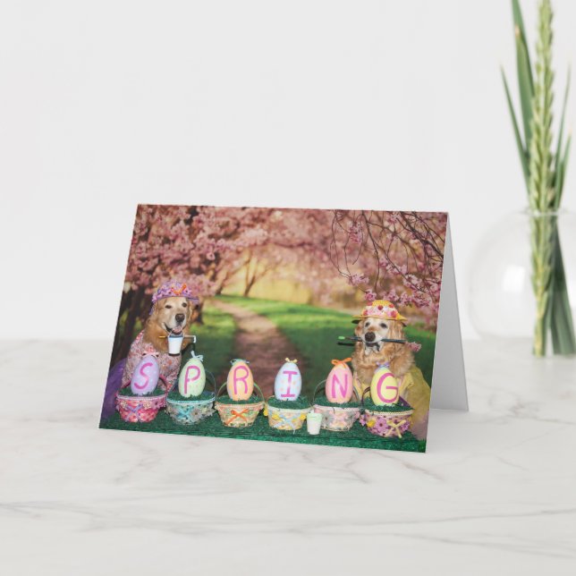 Tarjeta Festiva Primavera de la recuperación dorada en Pascua (Anverso)