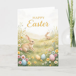 Tarjeta Festiva Primavera elegante de la Pascua floral minimalista