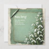 Primavera feliz con flores de nieve verde