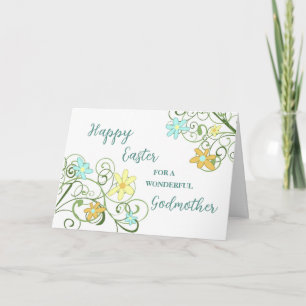 Tarjeta Festiva Primavera Flores Madrina Feliz Pascua