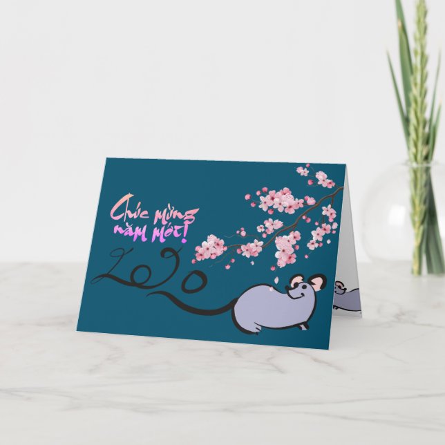 Tarjeta Festiva Primavera Personalizado Mouse año nuevo vietnamita (Anverso)