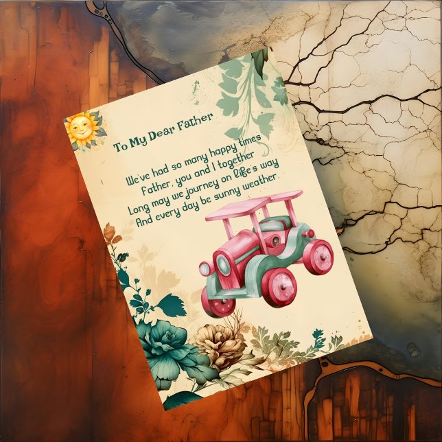Tarjeta Festiva Primavera Sunny Weather Fathers Day Floral Retro J (Spring Sunny Weather Fathers Day Floral Retro Junk Holiday Card)