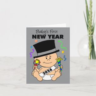 Tarjeta Festiva Primer Confetti de Año Nuevo 2026 para el bebé