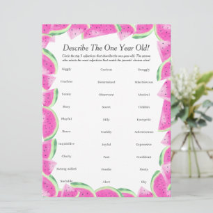 Tarjeta Festiva Primer cumpleaños describir el juego del melón de 