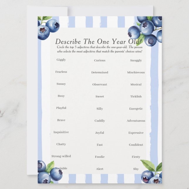 Tarjeta Festiva Primer cumpleaños describir un juego de bayas de u (Anverso)