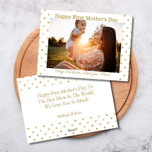 Tarjeta Festiva primer Día de la Madre, foto de un guión dorado