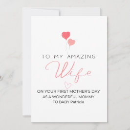 Tarjeta Festiva Primer Día de la Madre Personalizado para Esposa, 