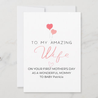 Tarjeta Festiva Primer Día de la Madre Personalizado para Esposa, 