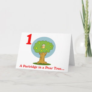 Tarjeta Festiva Primer día de los Navidades un perdiz en un árbol